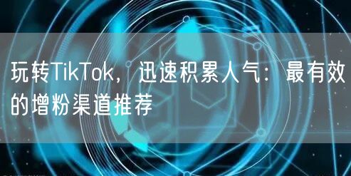 玩转TikTok，迅速积累人气：最有效的增粉渠道推荐