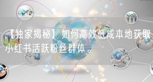 【独家揭秘】如何高效低成本地获取小红书活跃粉丝群体。