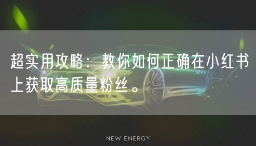 超实用攻略：教你如何正确在小红书上获取高质量粉丝。