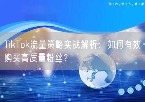TikTok流量策略实战解析：如何有效购买高质量粉丝？