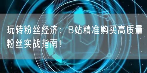 玩转粉丝经济：B站精准购买高质量粉丝实战指南！