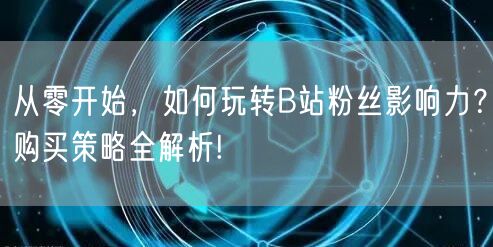 从零开始，如何玩转B站粉丝影响力？购买策略全解析!