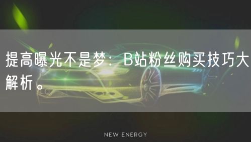 提高曝光不是梦：B站粉丝购买技巧大解析。