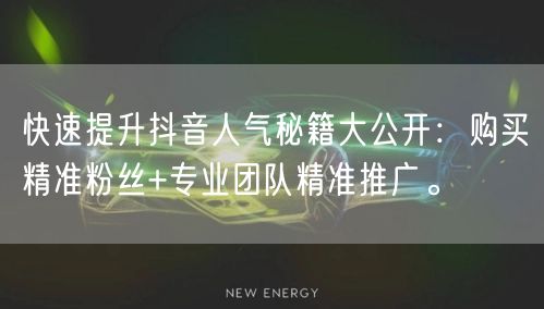 快速提升抖音人气秘籍大公开：购买精准粉丝+专业团队精准推广。