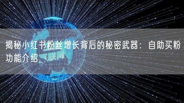 揭秘小红书粉丝增长背后的秘密武器：自助买粉功能介绍