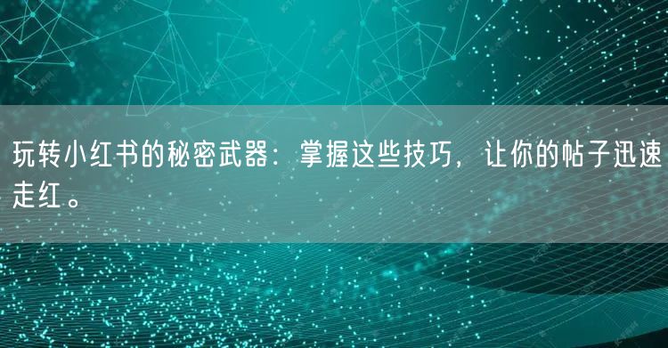玩转小红书的秘密武器：掌握这些技巧，让你的帖子迅速走红。