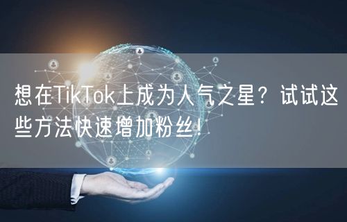 想在TikTok上成为人气之星？试试这些方法快速增加粉丝！